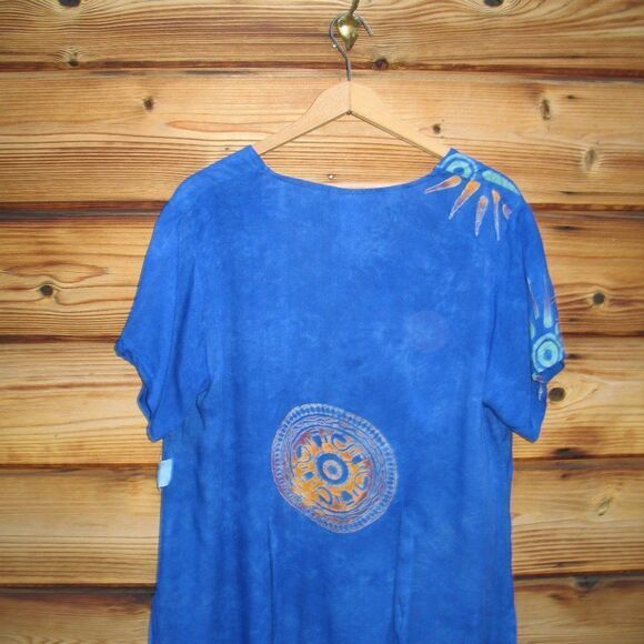 NWT Blue Vintage 90's Batik Swim Cover Tunic Top - Picture 5 of 6